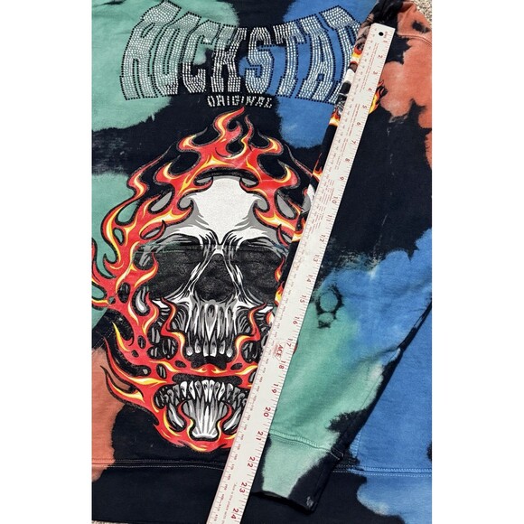 Rockstar Original Hoodie Mens XL Tie Dye Skull/Flames Sweatshirt Concert Tour - Picture 7 of 8